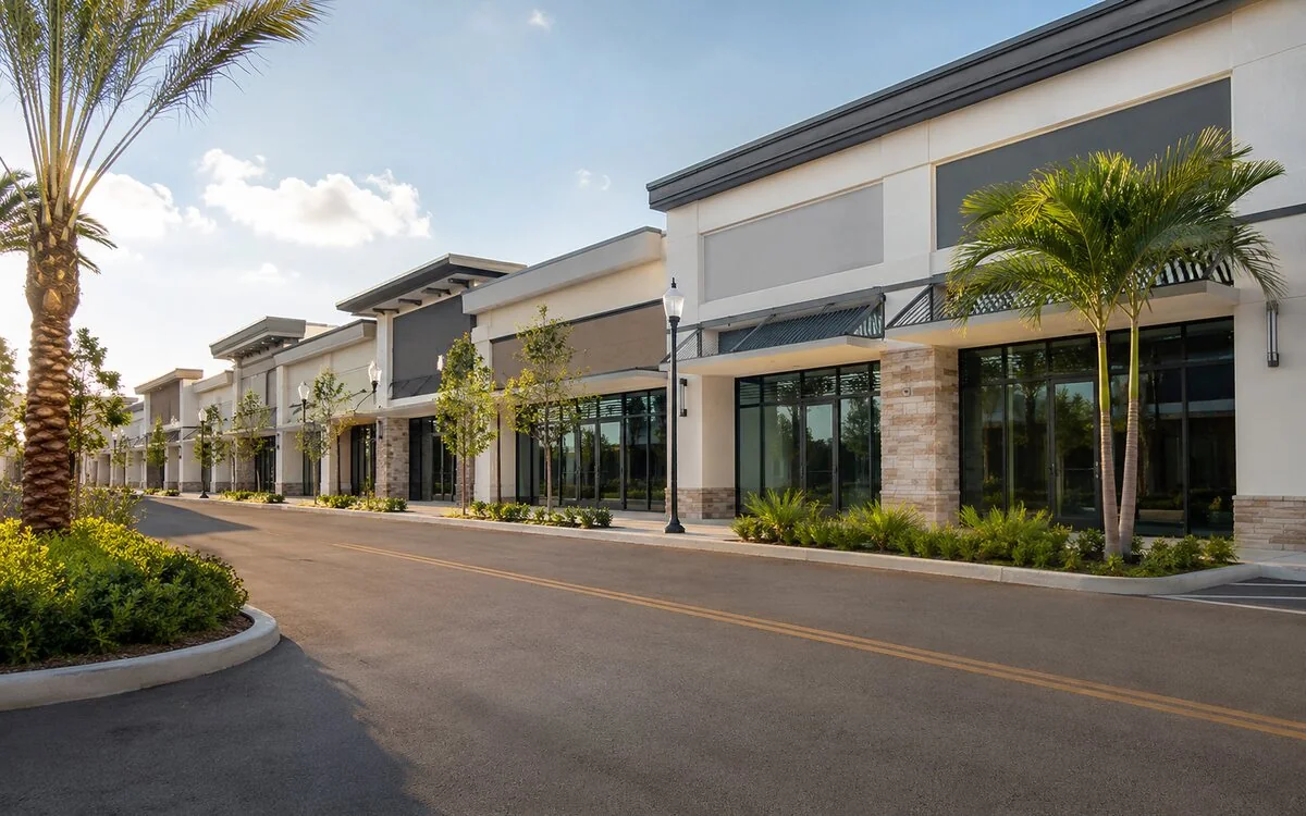 Illustrative modern retail center in South Florida